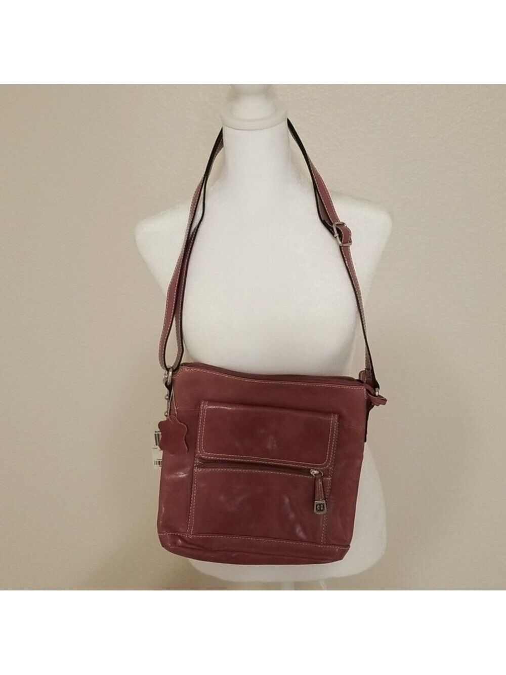 Gianni Bernini shoulder bag, purse ,glazed body orchid pink , Genuine Leather